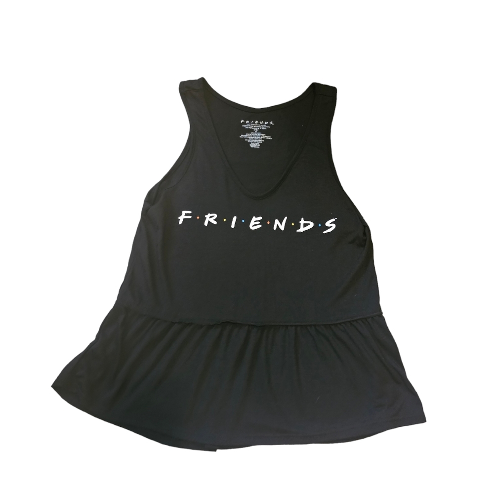 Friends The Television Series Black Sleeveless Top Wide Ruffle Hem Size Medium